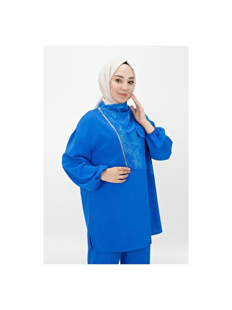 Puane Aerobin Kumaş Yaka Fermuar Detaylı İkili Kadın Takım Elbise 14207