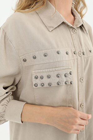 Puane Cep Kapağı Taş Çakmalı Kadın Tunik 10527