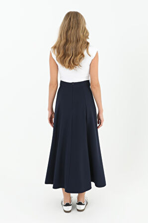 Puane Fermuarlı Kloş Etek 18201