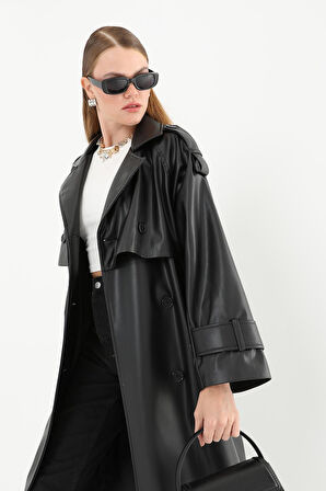 Soul Kadın Deri Uzun Trençkot 32017TRC