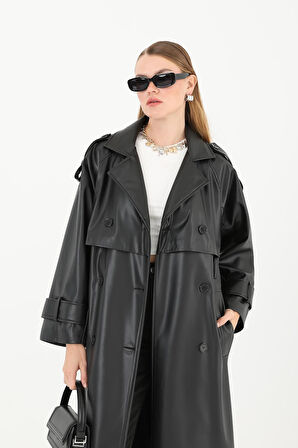 Soul Kadın Deri Uzun Trençkot 32017TRC