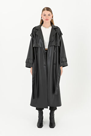 Soul Kadın Deri Uzun Trençkot 32017TRC