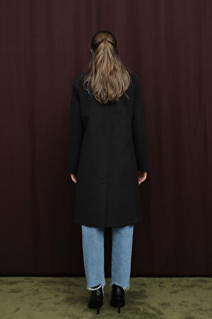 Puane Kadın Kruvaze Yaka Kaşe Kaban -15194KBN