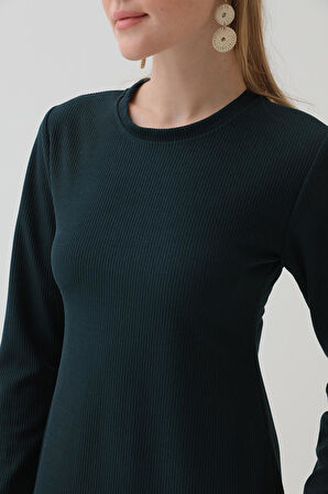 Kadın Basic Uzun Kollu Triko Maxi Elbise-12591ELB