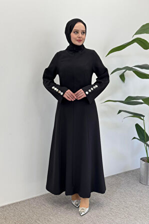 Puane Kol Düğme Detay Kadın Elbise 12595