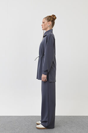 Loreen Kadın Beli Lastik Detaylı Yakası Fermuarlı Takım - 20608TKM