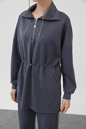 Loreen Kadın Beli Lastik Detaylı Yakası Fermuarlı Takım - 20608TKM