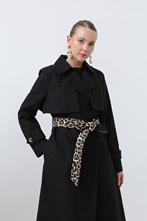 Kadın Leopar Garnili Trench 32113TRC