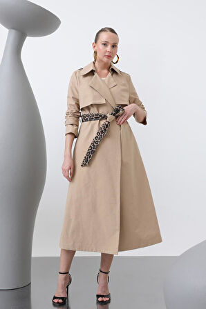 Kadın Leopar Garnili Trench 32113TRC