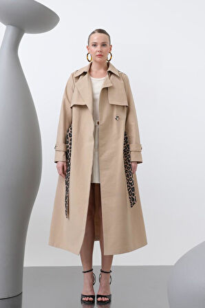 Kadın Leopar Garnili Trench 32113TRC
