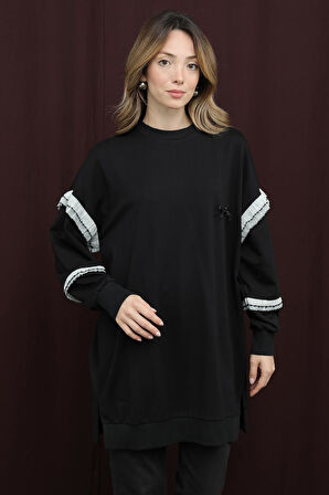 Puane Kadın Kolları Fırfır Detaylı Tunik -10718TUN