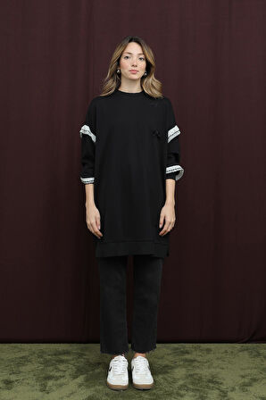 Puane Kadın Kolları Fırfır Detaylı Tunik -10718TUN