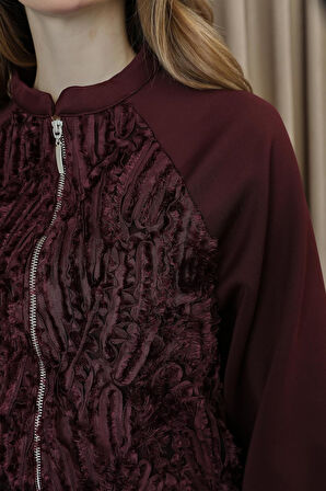 Puane Kadın Dantel Detaylı Fermuarlı Ceket Takım 14385TKS