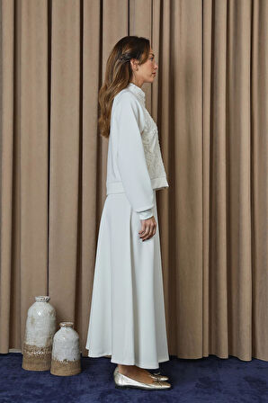 Puane Kadın Dantel Detaylı Fermuarlı Ceket Takım 14385TKS