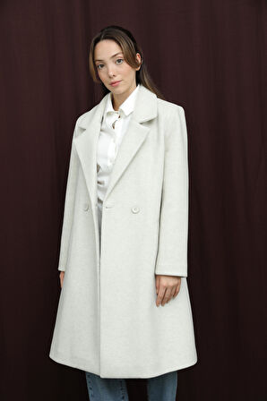 Puane Kadın Kruvaze Yaka Kaşe Kaban -15194KBN