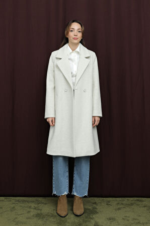 Puane Kadın Kruvaze Yaka Kaşe Kaban -15194KBN