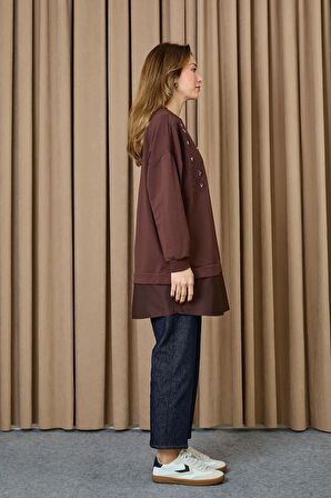 Puane Çiçek Nakışlı ve İşlemeli Garnili Tunik 10739