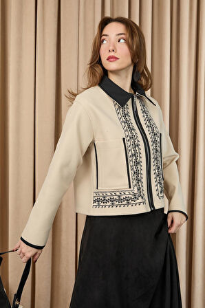 Loreen Kadın Nakış Detaylı Kısa Ceket 20719