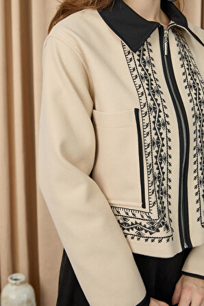 Loreen Kadın Nakış Detaylı Kısa Ceket 20719