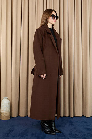 Puane Kadın Kruvaze Yaka Kaşe Kaban -15237KBN