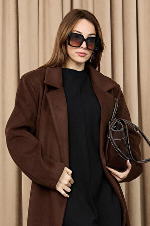 Puane Kadın Kruvaze Yaka Kaşe Kaban -15237KBN