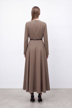 Puane Kadın Kemerli Maxi Elbise 12695
