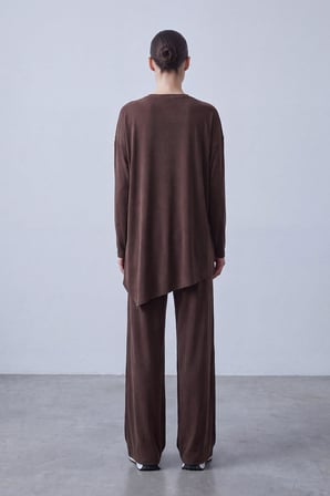 Puane Kadın Asimetrik Kesim Düğmeli Tunik Pantolon Takım 14525