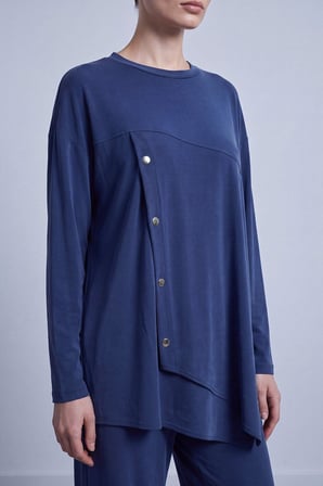 Puane Kadın Asimetrik Kesim Düğmeli Tunik Pantolon Takım 14525