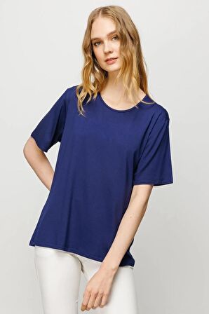 Sıfır Yaka Basic Laci Kadın T-shirt 23786-2Y4