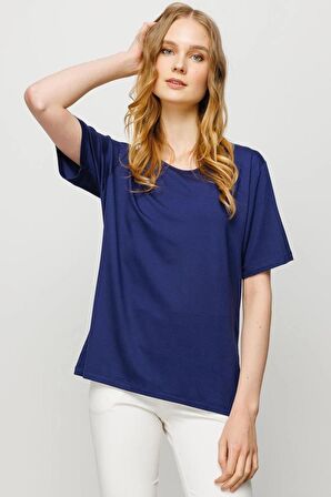 Sıfır Yaka Basic Laci Kadın T-shirt 23786-2Y4
