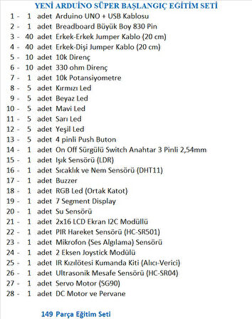 YENİ ROBOTİK KODLAMA ARDUİNO SÜPER BAŞLANGIÇ EĞİTİM SETİ