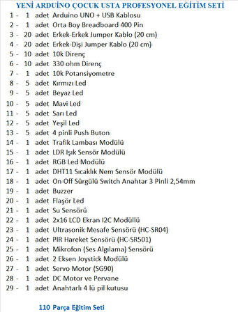 YENİ ROBOTİK KODLAMA ARDUİNO ÇOCUK USTA PROFESYONEL EĞİTİM SETİ