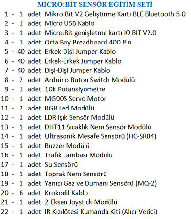 MİCRO:BİT V2 SENSÖR EĞİTİM SETİ