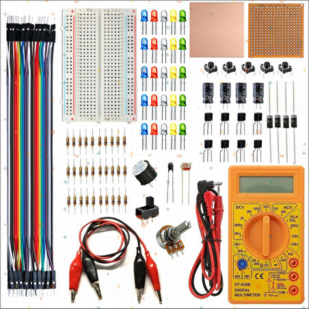 BREADBOARD TEMEL ELEKTRONİK EĞİTİM SETİ + DT830D MULTİMETRE