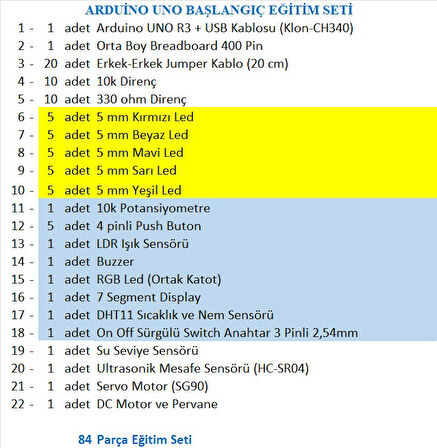 ARDUİNO UNO BAŞLANGIÇ EĞİTİM SETİ