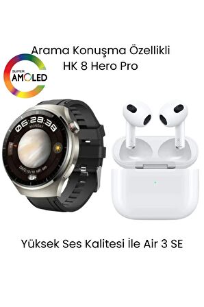 Watch HK 8 Hero Pro Akıllı Saat ve Air 3 SE Bluetooth Kulaklık