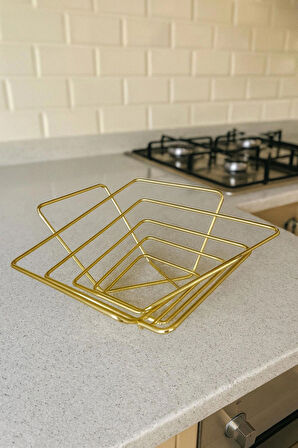 2'li Üçgen Sepet, Meyve Sepeti, Ekmek Sepeti, Modern Tel Sepet