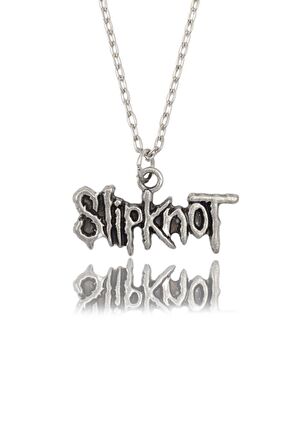 Slipknot Erkek Kadın Kolye Antik Gümüş Kaplama - 60 cm Düz Zincir