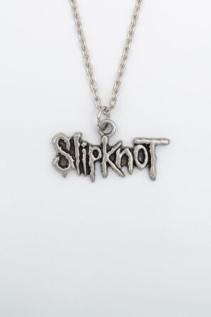 Slipknot Erkek Kadın Kolye Antik Gümüş Kaplama - 60 cm Düz Zincir
