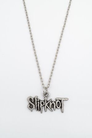 Slipknot Erkek Kadın Kolye Antik Gümüş Kaplama - 60 cm Düz Zincir