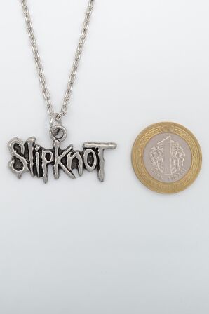 Slipknot Erkek Kadın Kolye Antik Gümüş Kaplama - 60 cm Düz Zincir