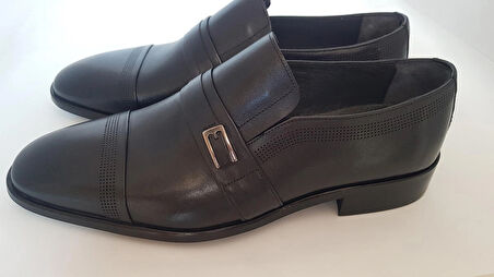 DARKWOOD-ERKEK KLASİK AYAKKABI-HAKİKİ DERİ-SİYAH RENK-TOKALI