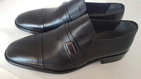 DARKWOOD-ERKEK KLASİK AYAKKABI-HAKİKİ DERİ-SİYAH RENK-TOKALI