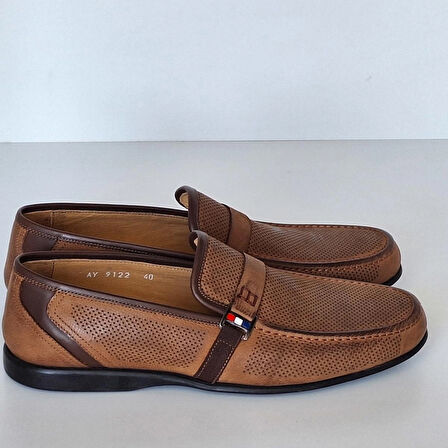 DARKWOOD-GÜNLÜK ERKEK LOAFER AYAKKABI-NATUREL NUBUK-TABA RENK