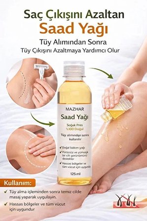 Tüy Azaltıcı Ve Tüy Önleme Saad Yağı Cyperus Oil Soğuk Sıkım Cold Press Yağı Saad Yağı 125 ml