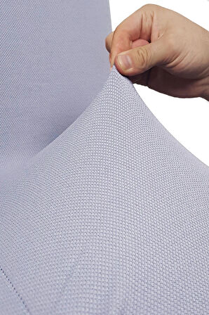 Spandex Mikro Petek Kumaş Likralı Lastikli Tüylenmez 6'lı Sandalye Kılıfı Kaliteli Sandalye Örtüsü - AÇIK GRİ 