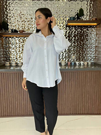 Sırt Dekolteli Oversize Basic Gömlek GMK08002