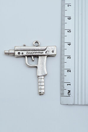 3'lü Muşta M4 Silah Uzi Gümüş Kaplama Kolye Seti