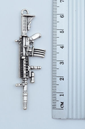 3'lü Muşta M4 Silah Uzi Gümüş Kaplama Kolye Seti