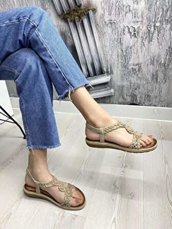 Guja Yumuşak Taban Örgü Kadın Sandalet 009 22Y150